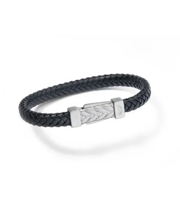 Pulseira Homem Anjewels Spiga | Pulseira em Couro Preto