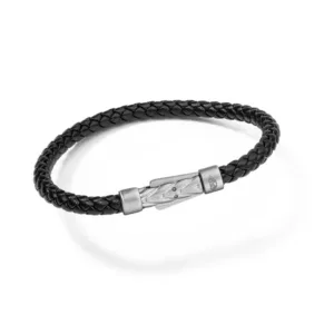 Pulseira Homem Anjewels Spiga | Pulseira em Couro Preto