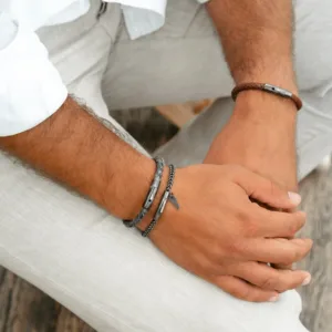 Pulseira homem anjewels, pulseiras homem em aço inoxidável